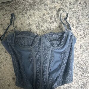 Urban Outfitters Blue Tank Top with Lace Trim
